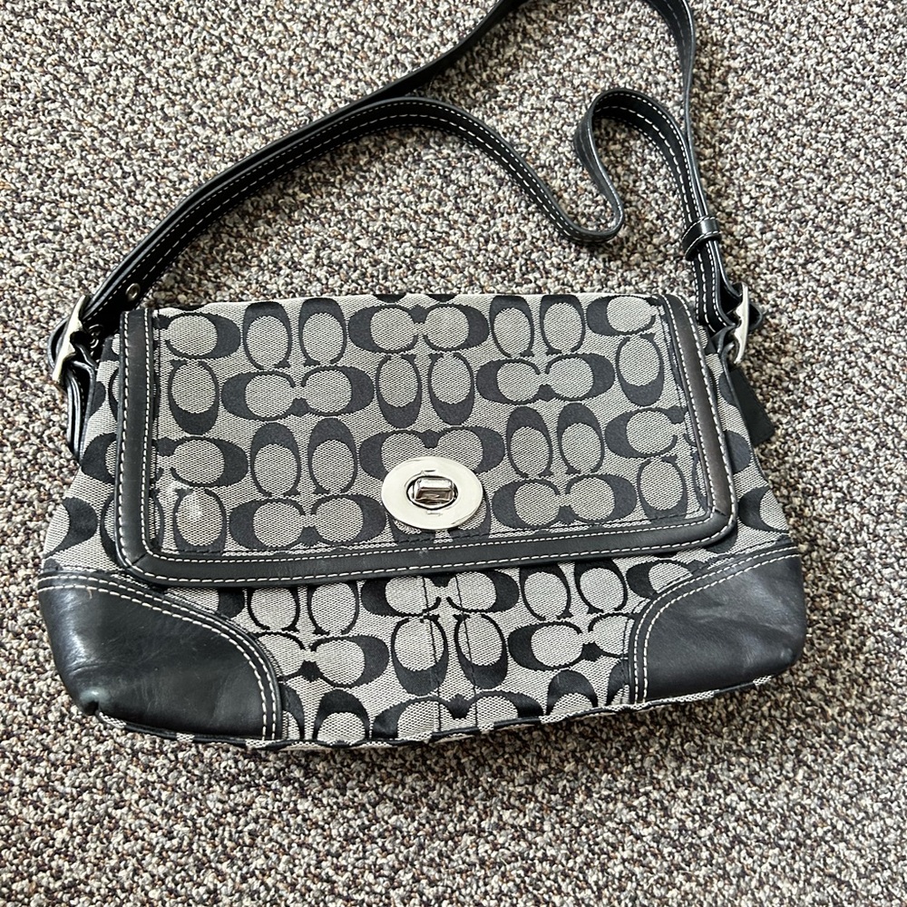 Coach Monogram Black and Gray Shoulder Bag